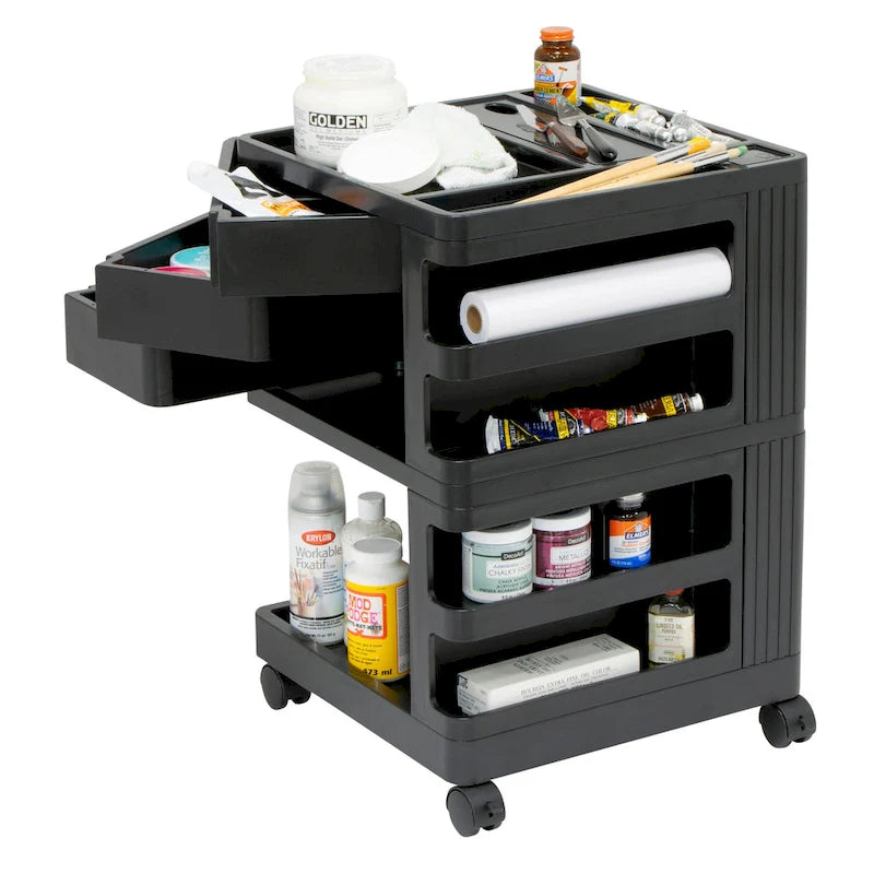 Organizzatore mobile girevole a 4 lati con rotelle bloccabili – 45,7 cm L x 45,7 cm P x 66 cm H