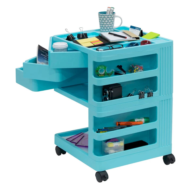 Organizzatore mobile girevole a 4 lati con rotelle bloccabili – 45,7 cm L x 45,7 cm P x 66 cm H