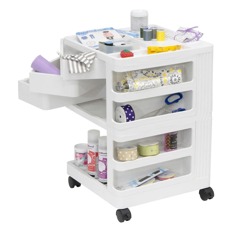 Organizzatore mobile girevole a 4 lati con rotelle bloccabili – 45,7 cm L x 45,7 cm P x 66 cm H