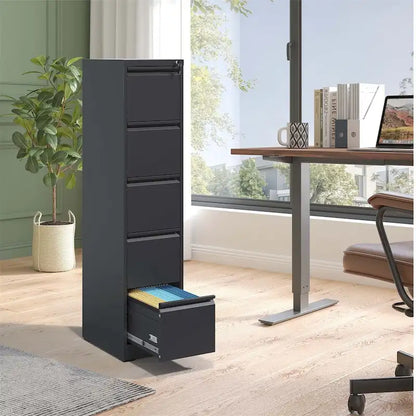 Cassettiera verticale in acciaio a 5 cassetti con serratura per casa e ufficio