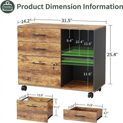 Classificatore a 3 cassetti su ruote - 14,2P x 31,5L x 25,4A