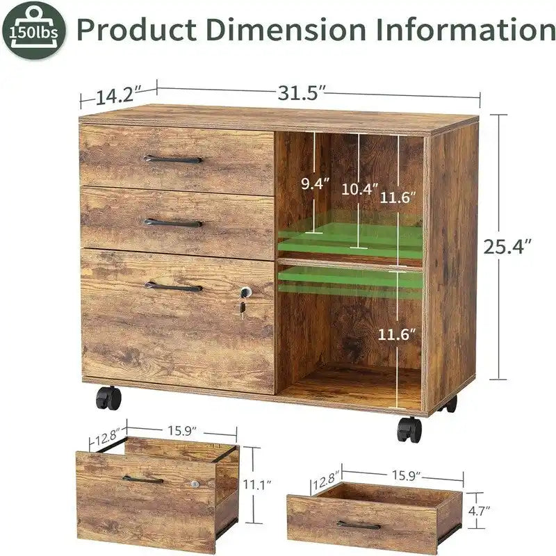 Classificatore a 3 cassetti su ruote - 14,2P x 31,5L x 25,4A