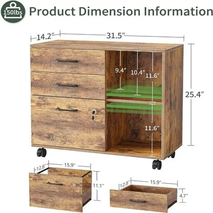 Classificatore a 3 cassetti su ruote - 14,2P x 31,5L x 25,4A