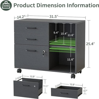 Classificatore a 3 cassetti su ruote - 14,2P x 31,5L x 25,4A
