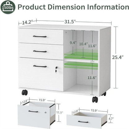 Classificatore a 3 cassetti su ruote - 14,2P x 31,5L x 25,4A