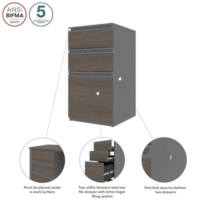Cassettiera sottopiano tradizionale con 3 cassetti, larghezza 16W