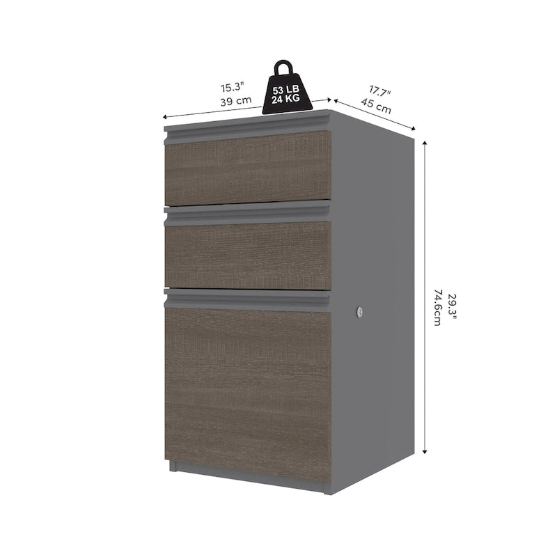 Cassettiera sottopiano tradizionale con 3 cassetti, larghezza 16W