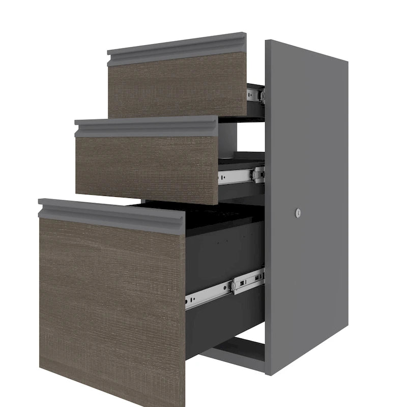 Cassettiera sottopiano tradizionale con 3 cassetti, larghezza 16W