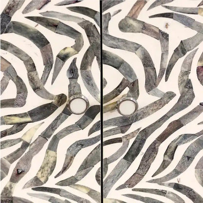 Mobile Serpentine - Ante a Mosaico in Osso - Finitura Avorio, Grigio