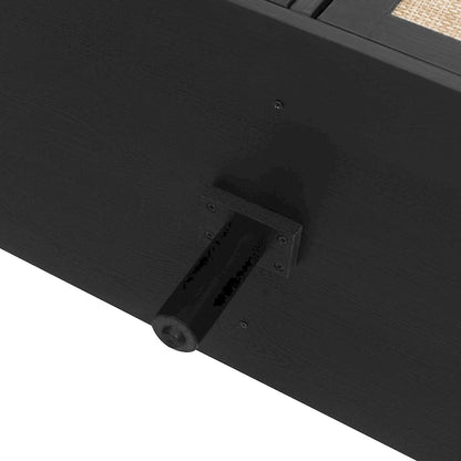 Armadio in Rattan a 4 Ante con Ripiani Regolabili – Mobile Contenitore per Camera da Letto, Soggiorno e Studio