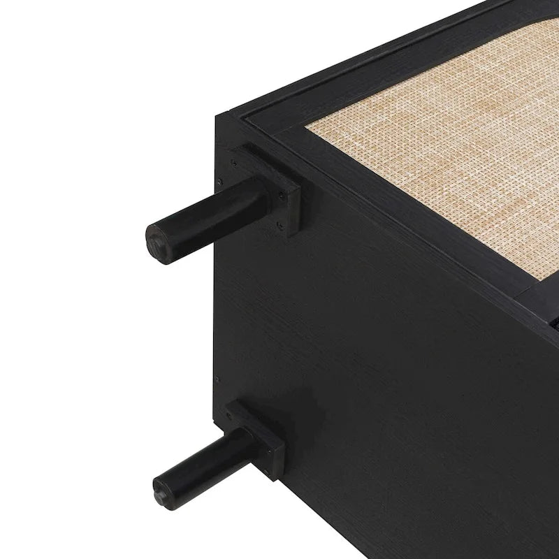 Armadio in Rattan a 4 Ante con Ripiani Regolabili – Mobile Contenitore per Camera da Letto, Soggiorno e Studio