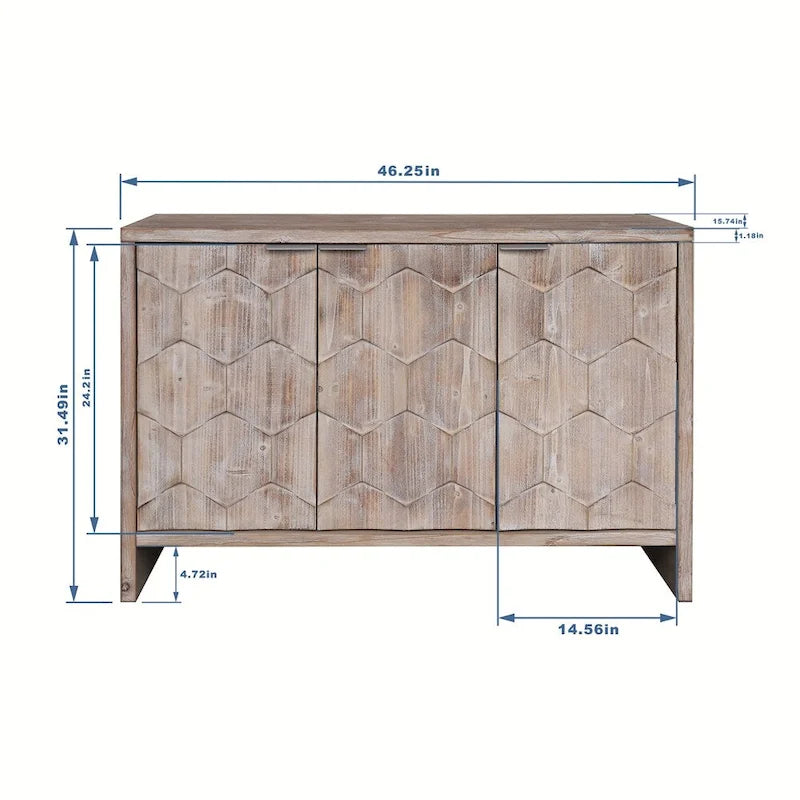 Credenza con ante in legno stile rustico a 3 ante