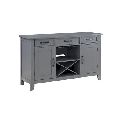 Credenza per Vino e Mobile Multimediale Grigio Opaco con Portabottiglie Rimovibile – 52" L