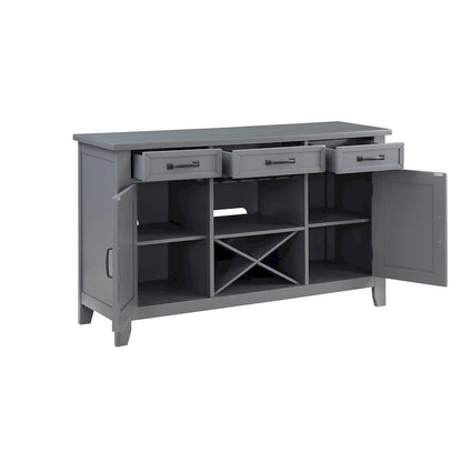 Credenza per Vino e Mobile Multimediale Grigio Opaco con Portabottiglie Rimovibile – 52" L