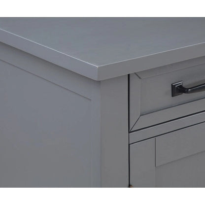 Credenza per Vino e Mobile Multimediale Grigio Opaco con Portabottiglie Rimovibile – 52" L