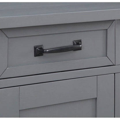 Credenza per Vino e Mobile Multimediale Grigio Opaco con Portabottiglie Rimovibile – 52" L