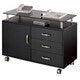 Armadietto scorrevole extra-large con piano in vetro fumé e 3 cassetti