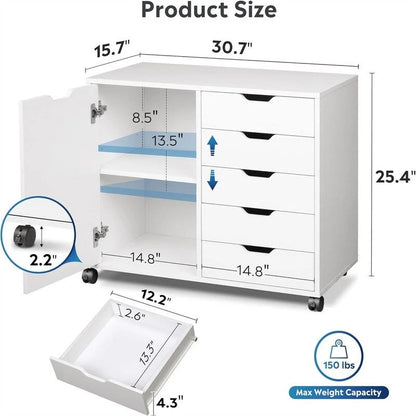 Cassettiera in legno a 5 cassetti - 15.8P x 30.8L x 25.5A