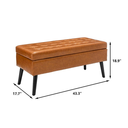 Panca ottomana in pelle da 110 cm con contenitore – Seduta per fondo letto e ingresso con contenitore a scomparsa