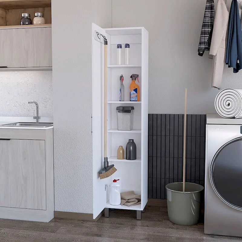 Mobiletto a un'anta con 5 ripiani – Finitura bianca, resistente e versatile