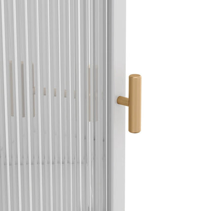 Mobile angolare da terra 22,25", a tre ripiani con ante in vetro temperato e mensole portaoggetti per bagno, soggiorno e camera da letto