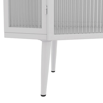 Mobile angolare da terra 22,25", a tre ripiani con ante in vetro temperato e mensole portaoggetti per bagno, soggiorno e camera da letto