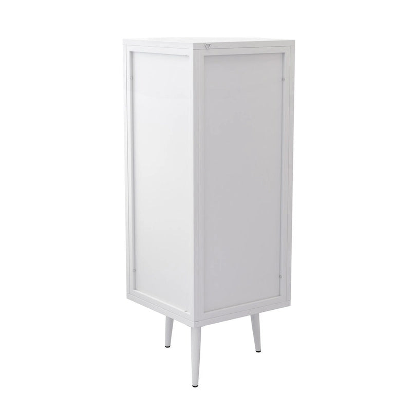 Mobile angolare da terra 22,25", a tre ripiani con ante in vetro temperato e mensole portaoggetti per bagno, soggiorno e camera da letto