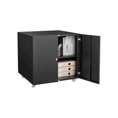 Mobili da ufficio Armadietto fotocopiatrice nero 2 ante mobiletto porta fotocopiatrice in acciaio mobiletto archivio piedistallo porta stampante