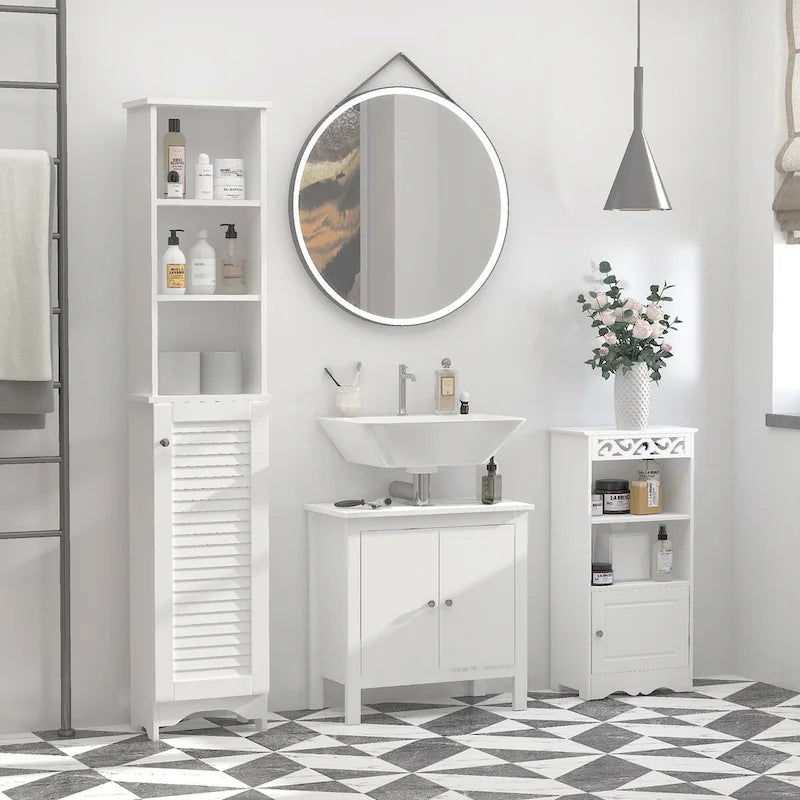 Tower with 3-Tier Open Adjustable Shelf